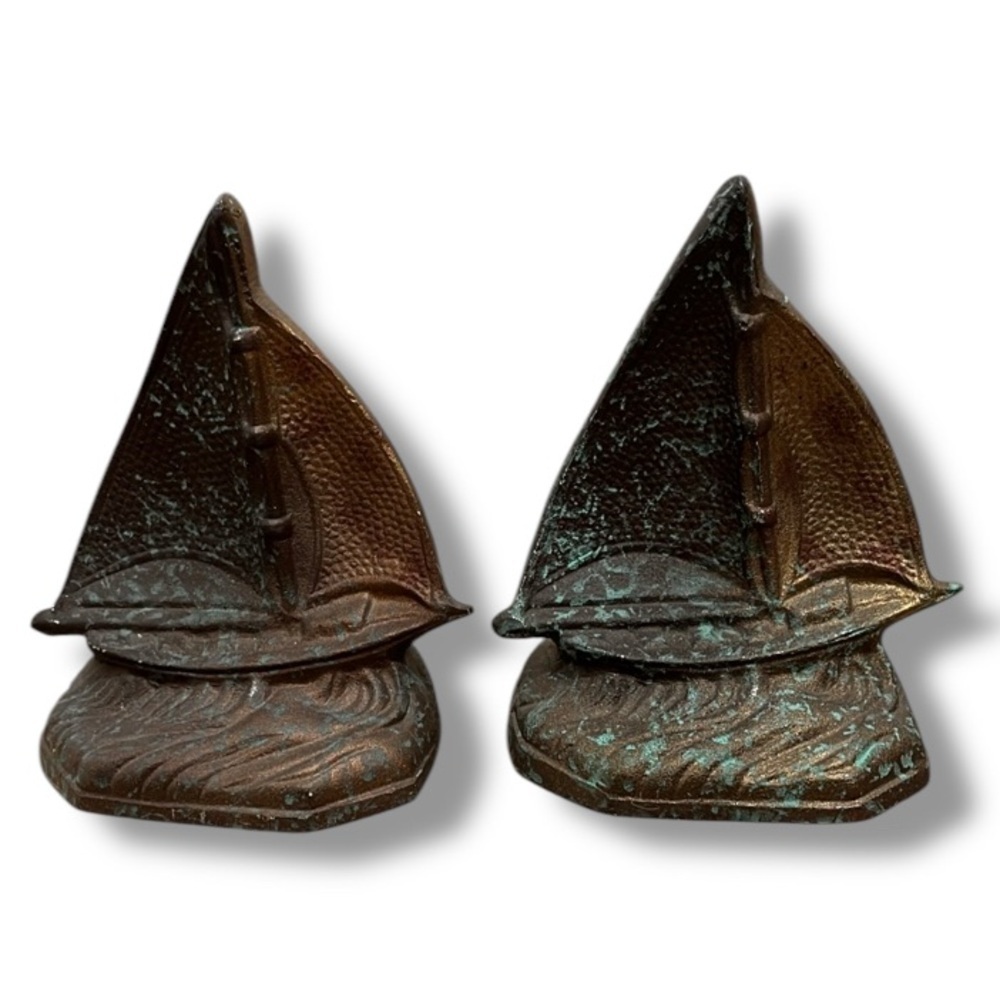 Vintage Bookends Cast Metal Sailboat Nautical Decor Midwest of Cannon Falls